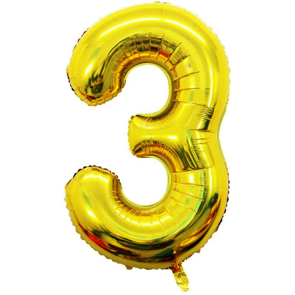 Golden Foil Balloon Number 3 - bakeware bake house kitchenware bakers supplies baking