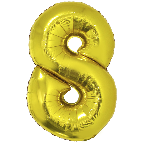 Golden Foil Balloon Number 8 - bakeware bake house kitchenware bakers supplies baking
