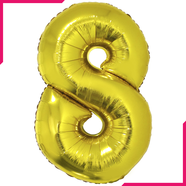 Golden Foil Balloon Number 8 - bakeware bake house kitchenware bakers supplies baking