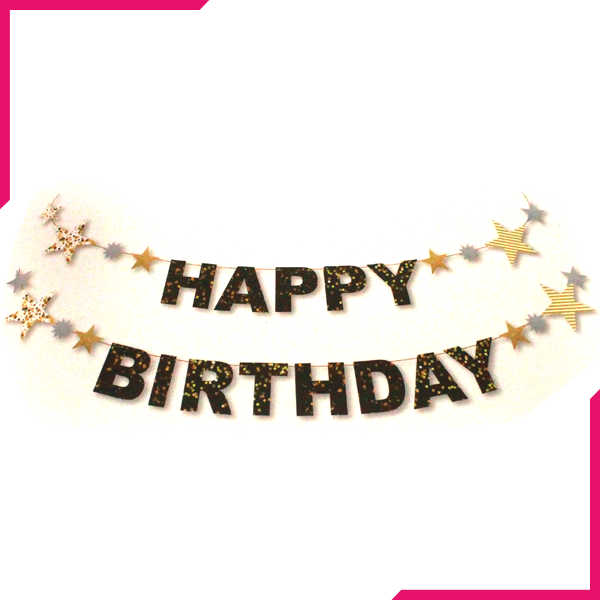 Happy Birthday Banner Black - bakeware bake house kitchenware bakers supplies baking