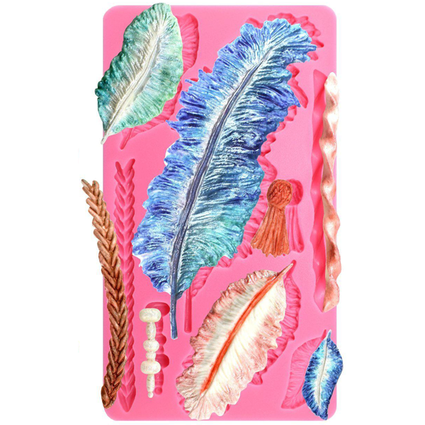 Vintage Feathers Silicone Mold - bakeware bake house kitchenware bakers supplies baking