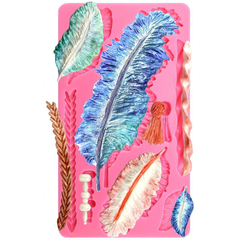 Vintage Feathers Silicone Mold - bakeware bake house kitchenware bakers supplies baking