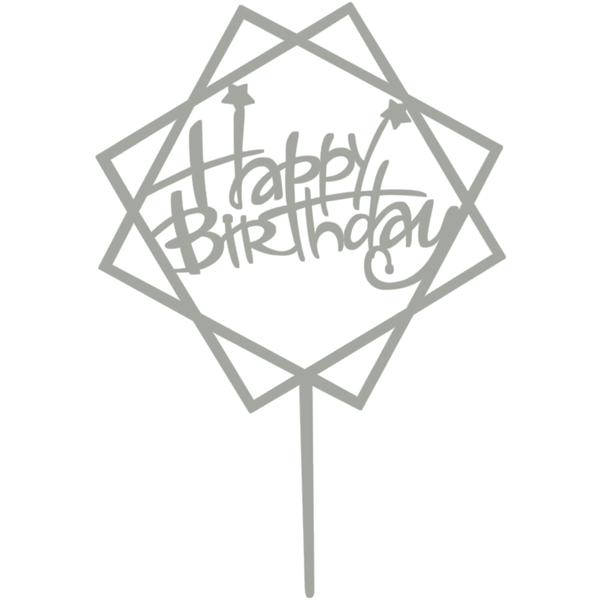 Happy Birthday Cake Topper Double-layer Square - bakeware bake house kitchenware bakers supplies baking