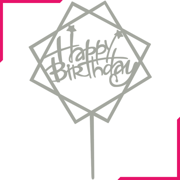 Happy Birthday Cake Topper Double-layer Square - bakeware bake house kitchenware bakers supplies baking