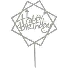 Happy Birthday Cake Topper Double-layer Square - bakeware bake house kitchenware bakers supplies baking