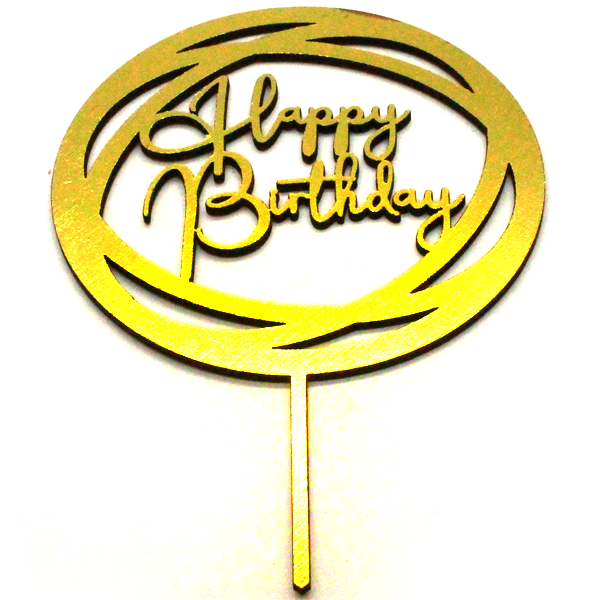 Wooden Circle Happy Birthday Cake Topper - bakeware bake house kitchenware bakers supplies baking