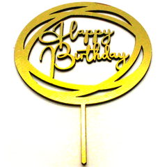 Wooden Circle Happy Birthday Cake Topper - bakeware bake house kitchenware bakers supplies baking