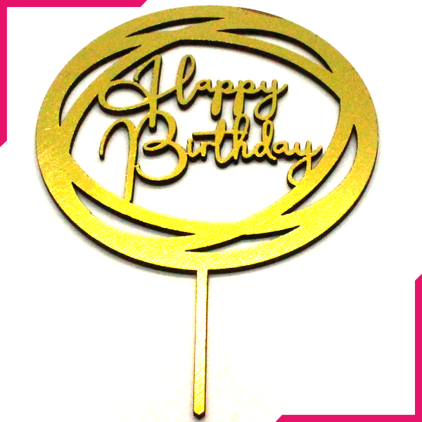 Wooden Circle Happy Birthday Cake Topper - bakeware bake house kitchenware bakers supplies baking