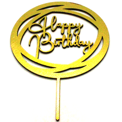 Wooden Circle Happy Birthday Cake Topper - bakeware bake house kitchenware bakers supplies baking