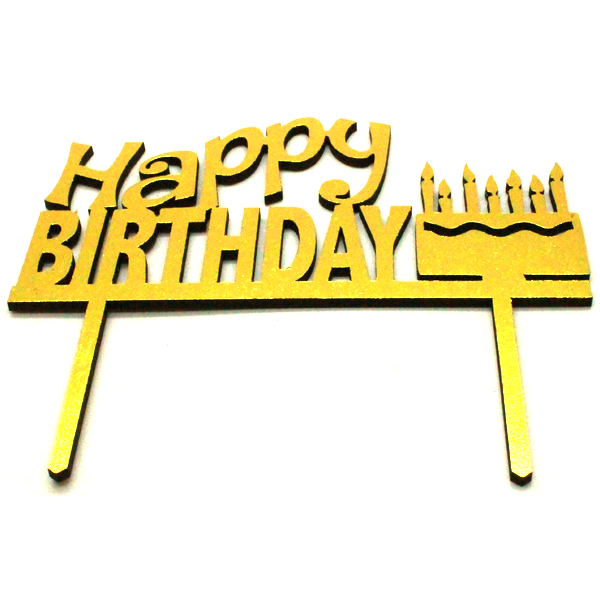 Happy Birthday Wooden Cake Topper Golden - bakeware bake house kitchenware bakers supplies baking