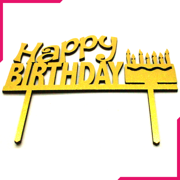 Happy Birthday Wooden Cake Topper Golden - bakeware bake house kitchenware bakers supplies baking