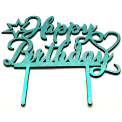 Happy Birthday Wooden Cake Topper Sky Blue - bakeware bake house kitchenware bakers supplies baking