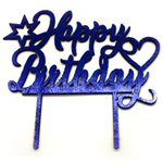 Happy Birthday Wooden Cake Topper Navy Blue - bakeware bake house kitchenware bakers supplies baking