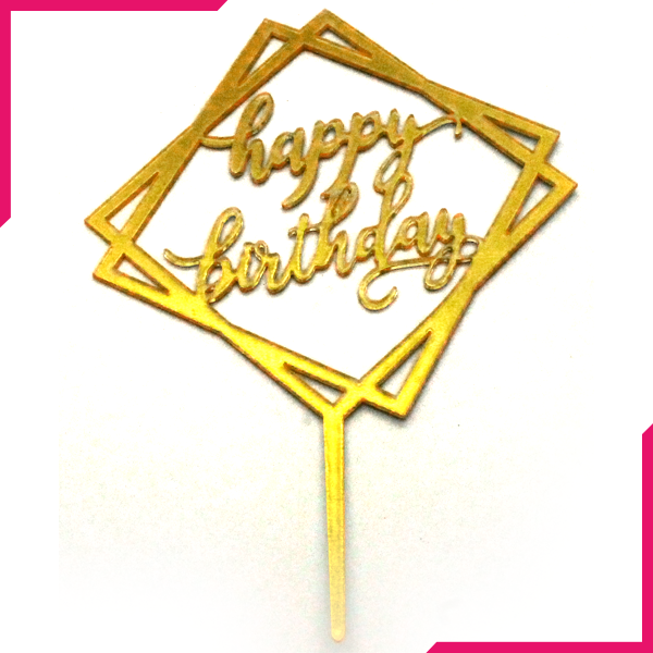 Happy Birthday Cake Topper Double-Square - bakeware bake house kitchenware bakers supplies baking