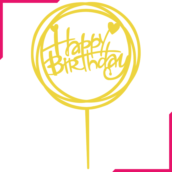 Acrylic Circle Happy Birthday Cake Topper - bakeware bake house kitchenware bakers supplies baking