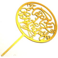 Round Circle Happy Birthday Cake Topper - bakeware bake house kitchenware bakers supplies baking