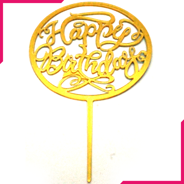 Round Circle Happy Birthday Cake Topper - bakeware bake house kitchenware bakers supplies baking