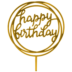 Happy Birthday Cake Topper Round Circle - bakeware bake house kitchenware bakers supplies baking