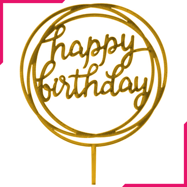 Happy Birthday Cake Topper Round Circle - bakeware bake house kitchenware bakers supplies baking