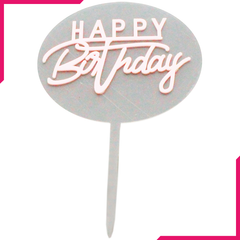 Happy Birthday Cake Topper Round Border - bakeware bake house kitchenware bakers supplies baking