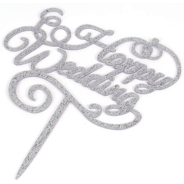 Happy Wedding Cake Topper Silver - bakeware bake house kitchenware bakers supplies baking