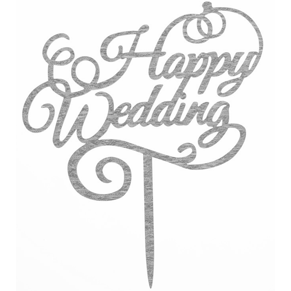 Happy Wedding Cake Topper Silver - bakeware bake house kitchenware bakers supplies baking