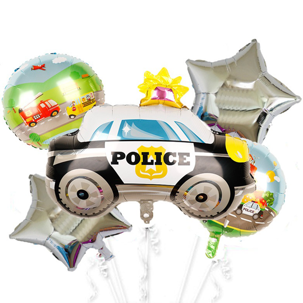 Foil Balloons Police Theme 5Pcs - bakeware bake house kitchenware bakers supplies baking