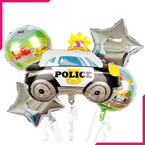 Foil Balloons Police Theme 5Pcs - bakeware bake house kitchenware bakers supplies baking