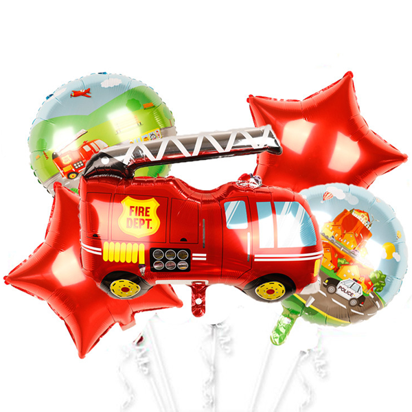 Foil Balloons Fire Dept Theme 5Pcs - bakeware bake house kitchenware bakers supplies baking