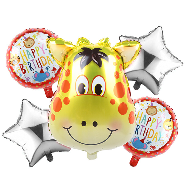 Foil Balloons Girafe Theme 5Pcs - bakeware bake house kitchenware bakers supplies baking