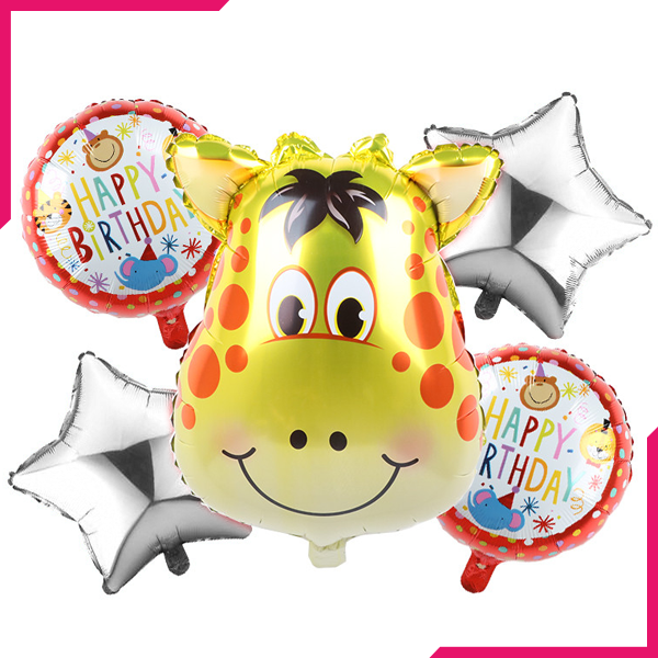 Foil Balloons Girafe Theme 5Pcs - bakeware bake house kitchenware bakers supplies baking