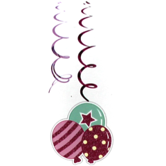 Happy Birthday Hanging Swirls 12Pcs - bakeware bake house kitchenware bakers supplies baking