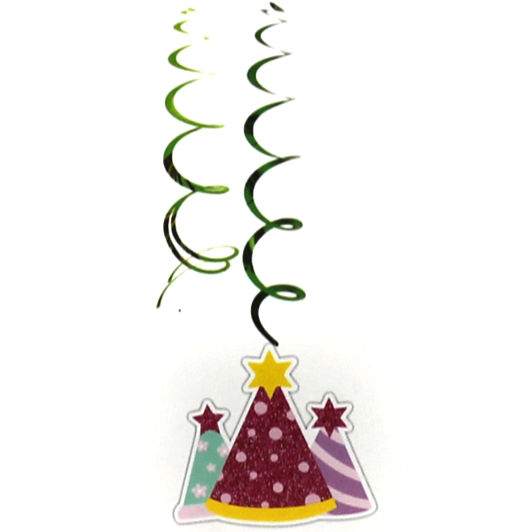 Happy Birthday Hanging Swirls 12Pcs - bakeware bake house kitchenware bakers supplies baking