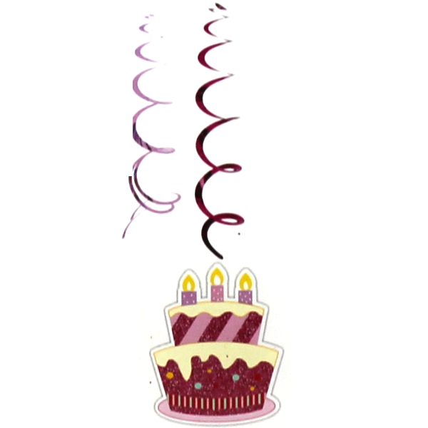 Happy Birthday Hanging Swirls 12Pcs - bakeware bake house kitchenware bakers supplies baking