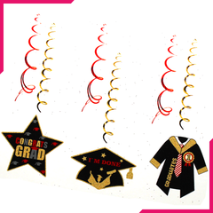 Graduation Hanging Decorations Swirls 6Pcs - bakeware bake house kitchenware bakers supplies baking