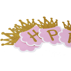 Princess Glitter Happy Birthday Crown Banner - bakeware bake house kitchenware bakers supplies baking