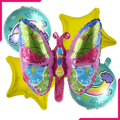 Foil Balloons Butterfly Rainbow Star 5Pcs - bakeware bake house kitchenware bakers supplies baking