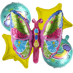 Foil Balloons Butterfly Rainbow Star 5Pcs - bakeware bake house kitchenware bakers supplies baking