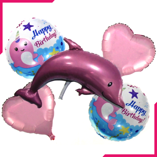 Foil Balloons American Dolphin 5Pcs - bakeware bake house kitchenware bakers supplies baking