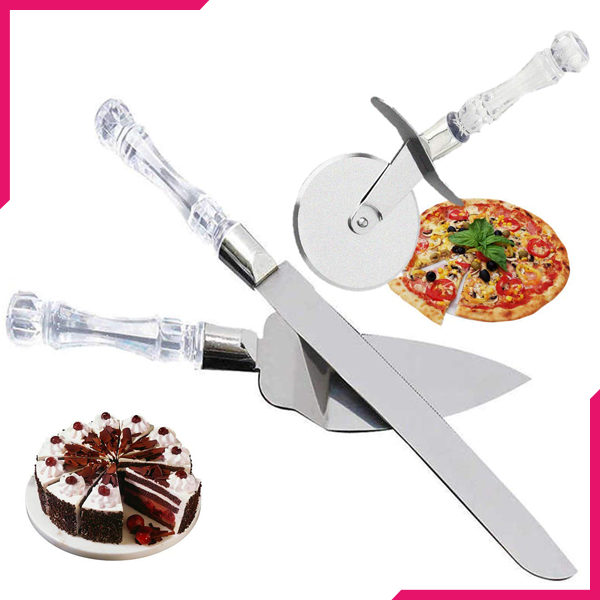 Pizza cutter, lifter and knife 3 pcs set - bakeware bake house kitchenware bakers supplies baking