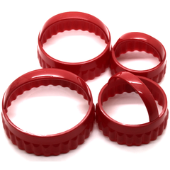 Crinkled Cookie Cutter With Handle 4Pcs - bakeware bake house kitchenware bakers supplies baking