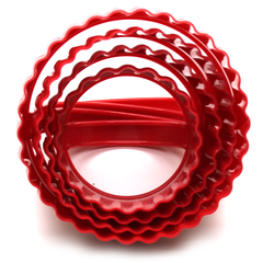 Crinkled Cookie Cutter With Handle 4Pcs - bakeware bake house kitchenware bakers supplies baking