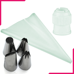 Piping Bag With 4 Nozzle/Tip And Coupler Set - bakeware bake house kitchenware bakers supplies baking