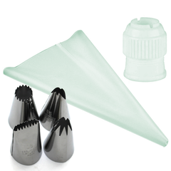 Piping Bag With 4 Nozzle/Tip And Coupler Set - bakeware bake house kitchenware bakers supplies baking