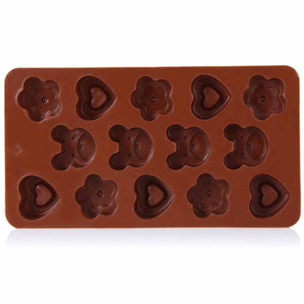 Heart Bear Flower Silicone Chocolate Mold - bakeware bake house kitchenware bakers supplies baking