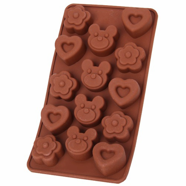 Heart Bear Flower Silicone Chocolate Mold - bakeware bake house kitchenware bakers supplies baking