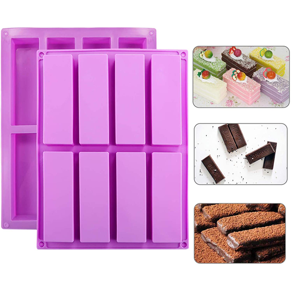 Rectangle Silicone Mould - 8 Cavity - bakeware bake house kitchenware bakers supplies baking