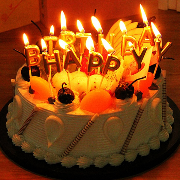 Happy Birthday Metallic Letter Candle Cake Topper - bakeware bake house kitchenware bakers supplies baking