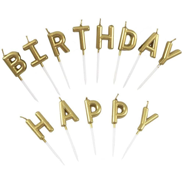 Happy Birthday Metallic Letter Candle Cake Topper - bakeware bake house kitchenware bakers supplies baking