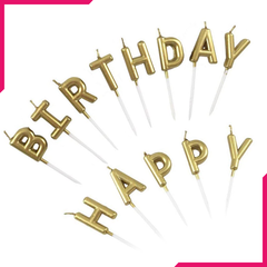 Happy Birthday Metallic Letter Candle Cake Topper - bakeware bake house kitchenware bakers supplies baking